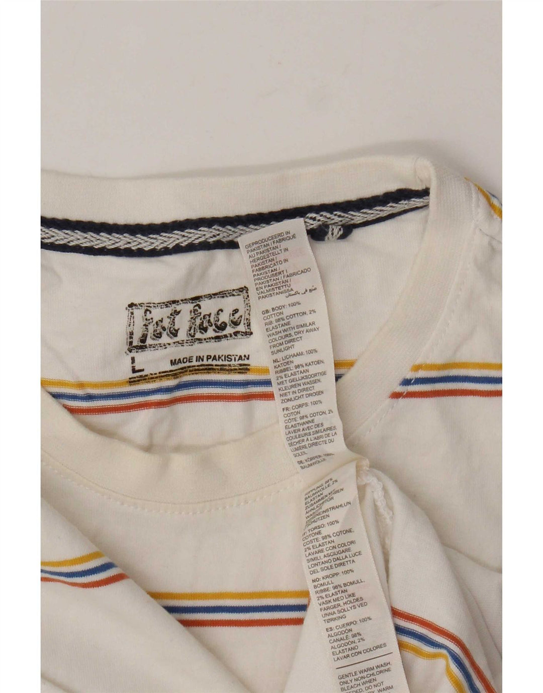 Camiseta masculina Fat Face Top grande algodão listrado branco