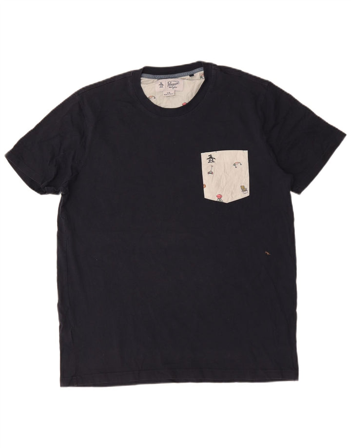 Camiseta masculina Penguin Top grande algodão azul marinho