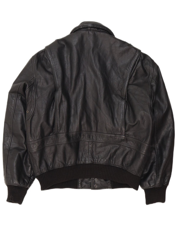 Jaqueta de couro militar masculina Forester IT 50 grande preta