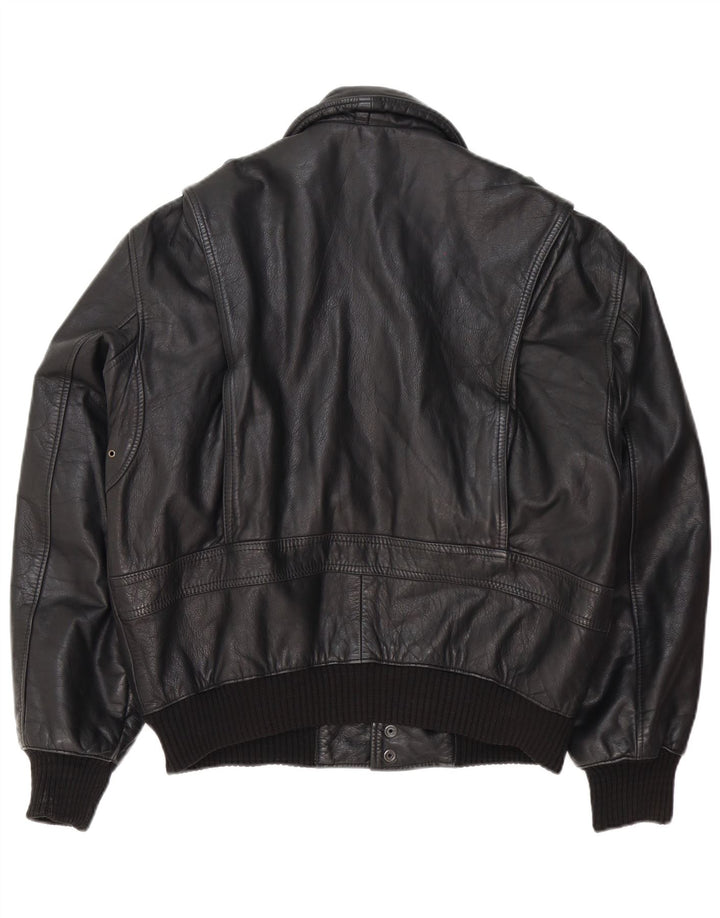 Jaqueta de couro militar masculina Forester IT 50 grande preta