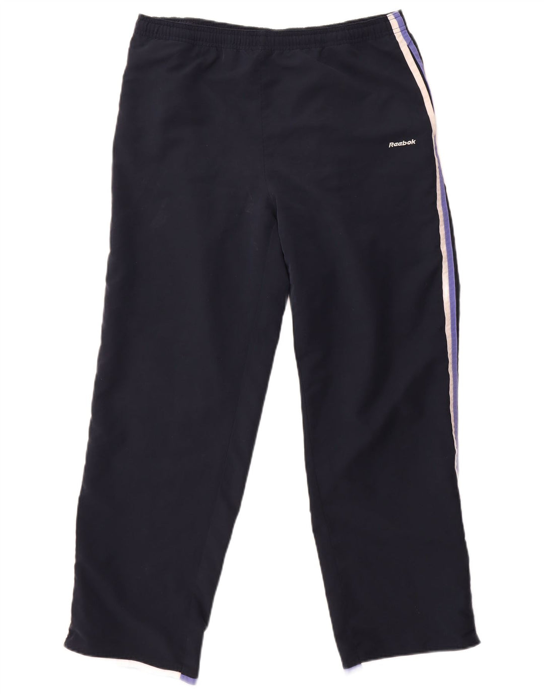 Calça de treino feminina Reebok UK 14 grande poliéster azul marinho