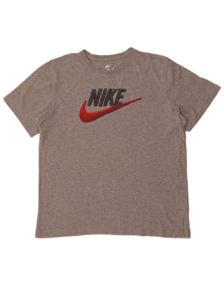 Camiseta gráfica masculina Nike grande algodão manchado cinza
