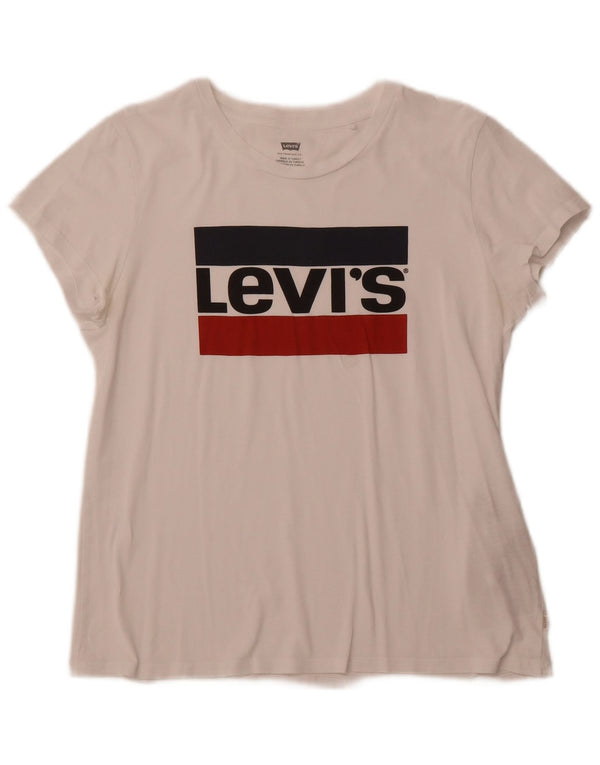 Camiseta feminina gráfica LEVI'S UK 12 algodão branco médio