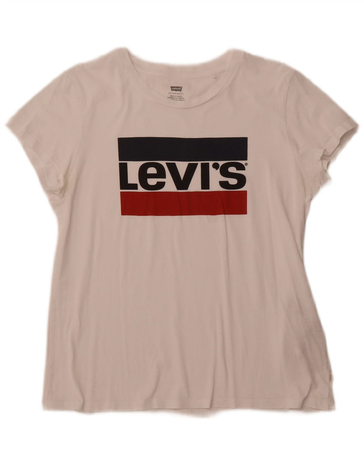 Camiseta feminina gráfica LEVI'S UK 12 algodão branco médio