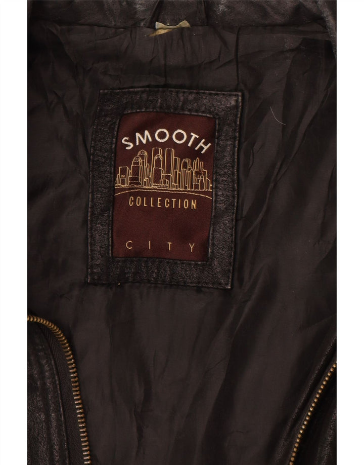 Jaqueta de couro masculina VINTAGE Reino Unido 40 grande couro preto colorblock