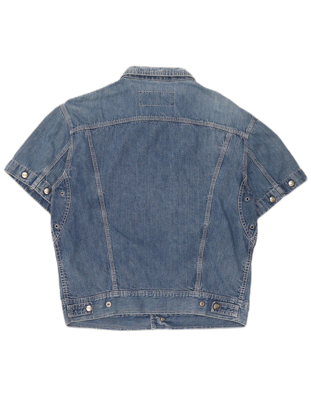 Camisa jeans masculina de manga curta Lemon azul médio