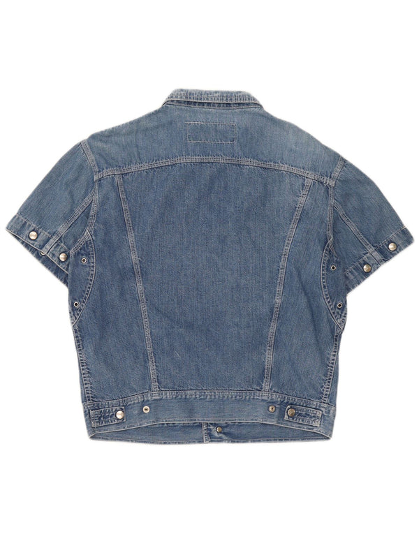 Camisa jeans masculina de manga curta Lemon azul médio