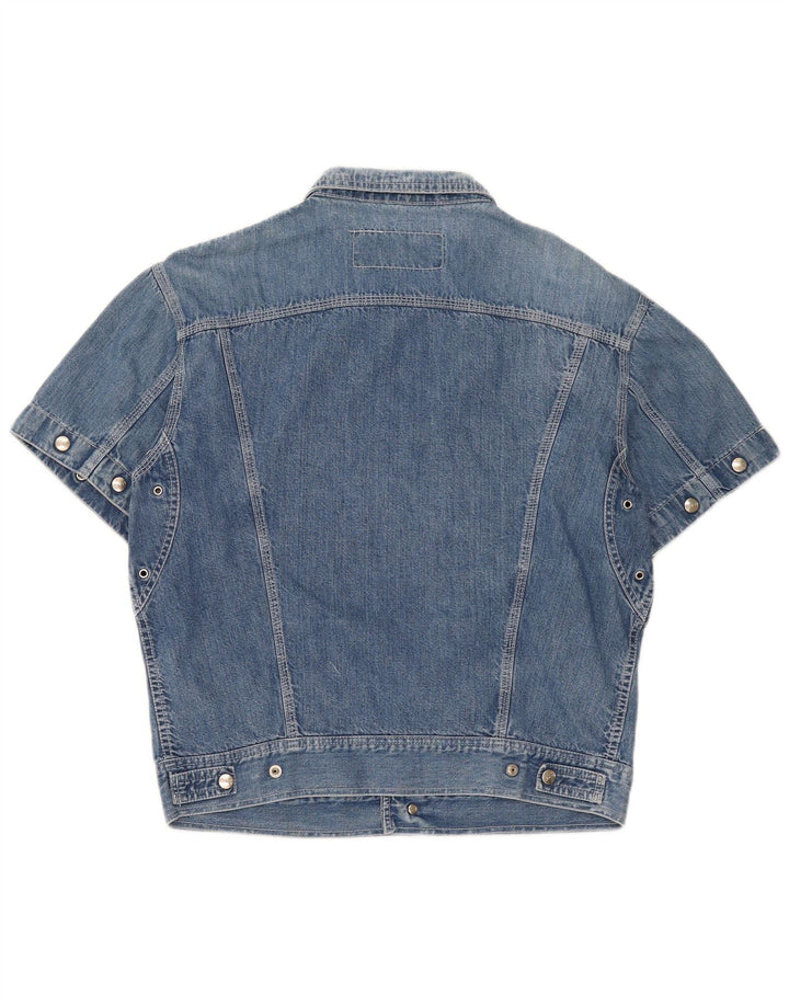 Camisa jeans masculina de manga curta Lemon azul médio