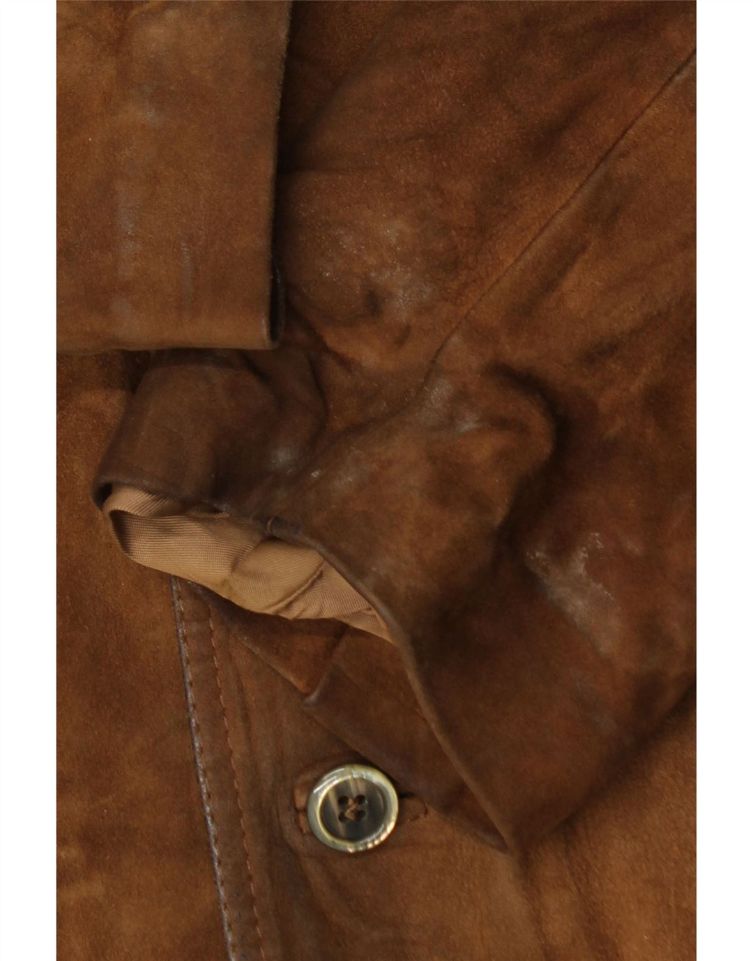 Jaqueta de camurça masculina vintage Reino Unido 36 couro marrom pequeno