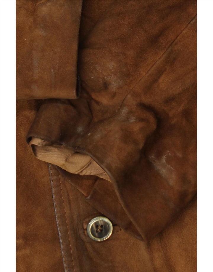 Jaqueta de camurça masculina vintage Reino Unido 36 couro marrom pequeno