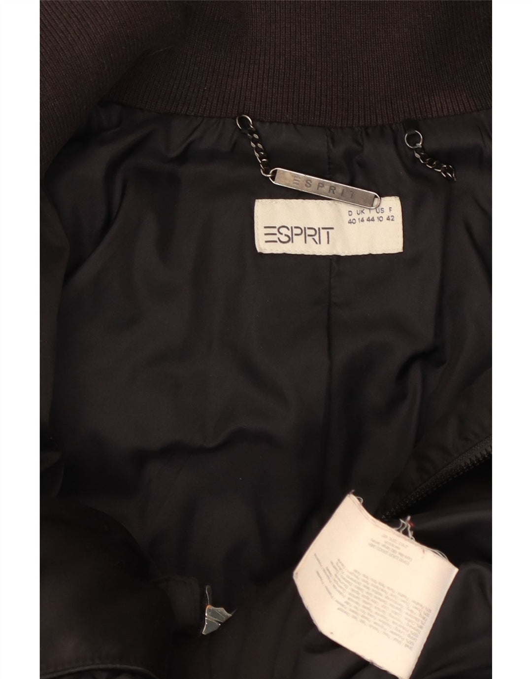 Casaco acolchoado feminino Esprit UK 14 grande poliéster marrom