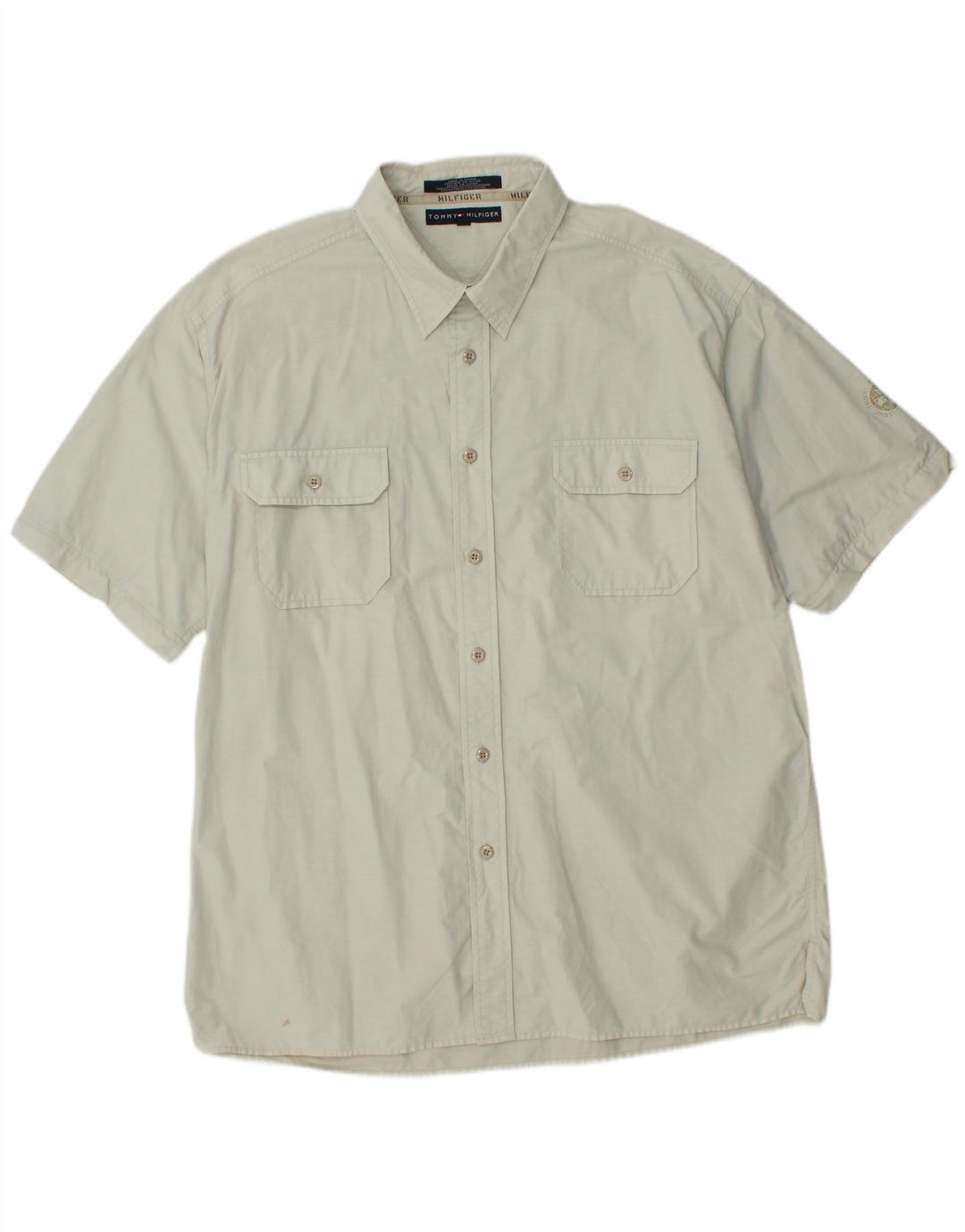 Camisa masculina de manga curta TOMMY HILFIGER 2XL algodão cinza