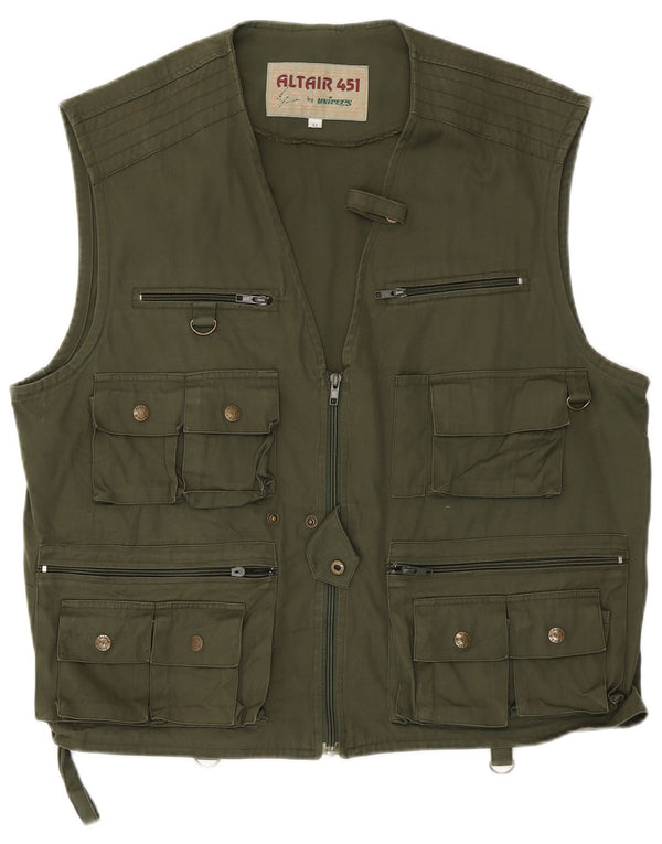 Colete utilitário masculino vintage IT 52 XL algodão verde