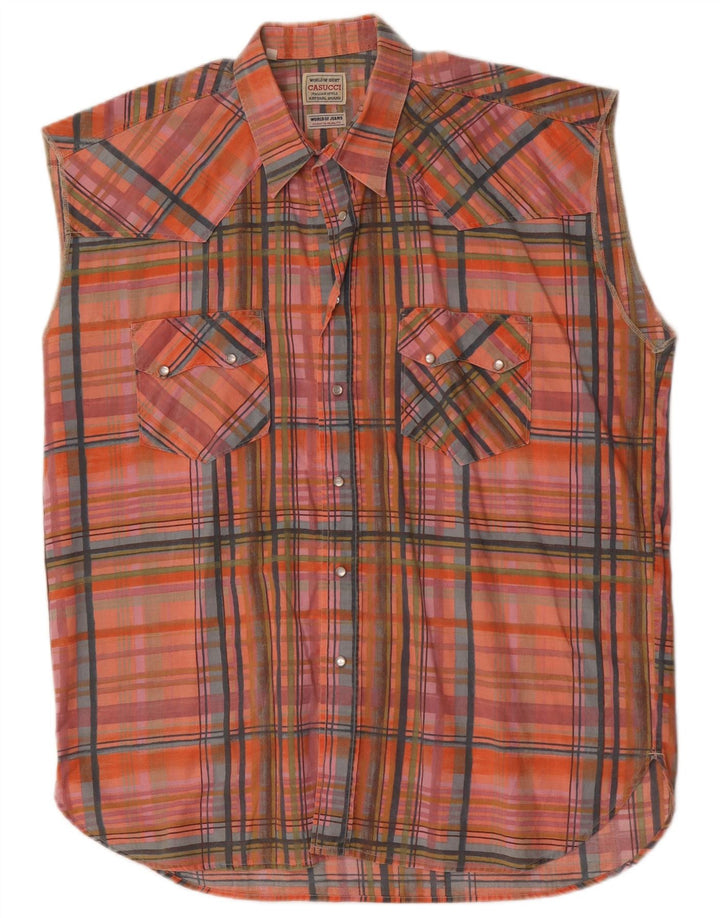 Camisa masculina sem mangas Casucci XL xadrez multicolorida