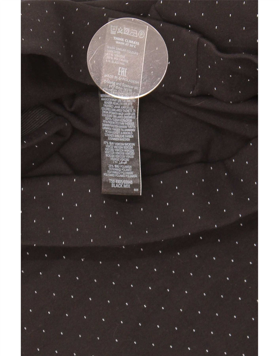Saia lápis feminina Marks & Spencer Reino Unido 12 médio W30 viscose manchada preta