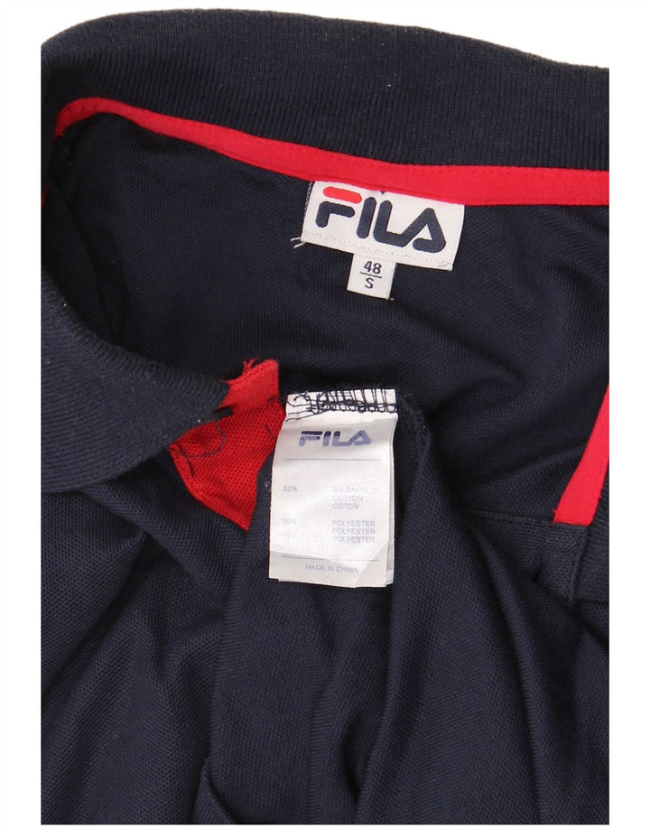 Camisa polo masculina FILA IT 48 pequena algodão azul marinho