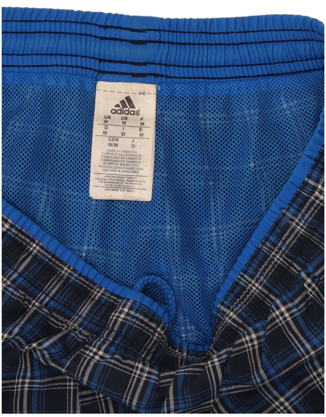 Adidas Mens Sport Shorts Médio Azul Marinho Xadrez Poliéster