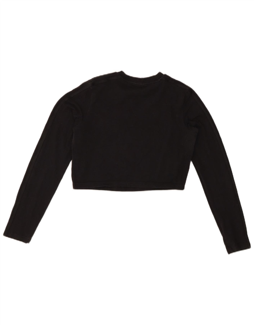 ADIDAS Womens Crop Top Manga Longa UK 16 Grande Algodão Preto