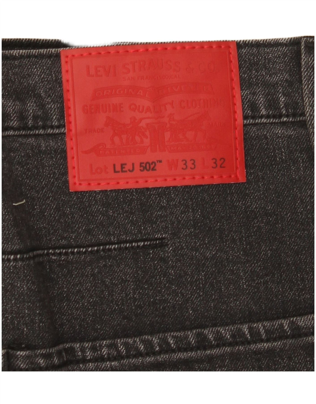 LEVI'S Masculino 502 Tapered Jeans W33 L32 Algodão Preto