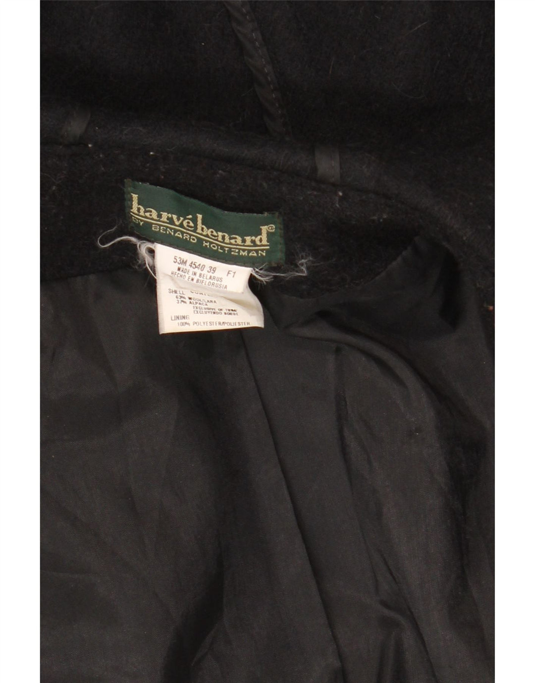 Casaco Duffle feminino grande com capuz Harve Benard Reino Unido 16 grande lã preta