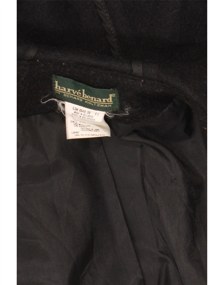 Casaco Duffle feminino grande com capuz Harve Benard Reino Unido 16 grande lã preta