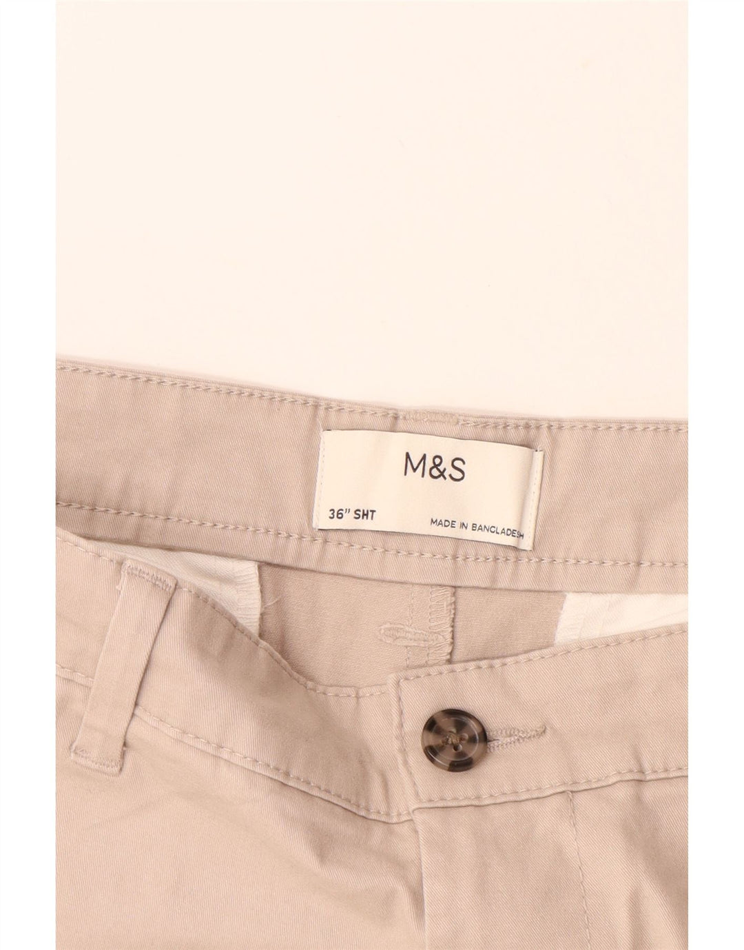 Shorts chino masculino MARKS & SPENCER W36 grande algodão bege