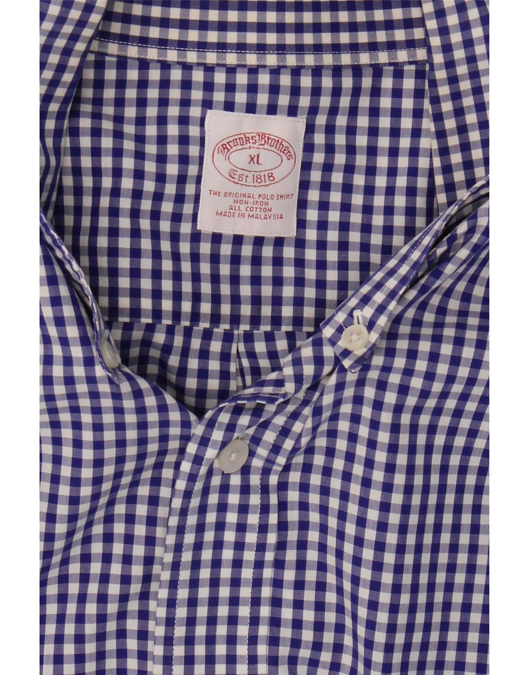 Camisa masculina Brooks Brothers XL azul algodão guingão