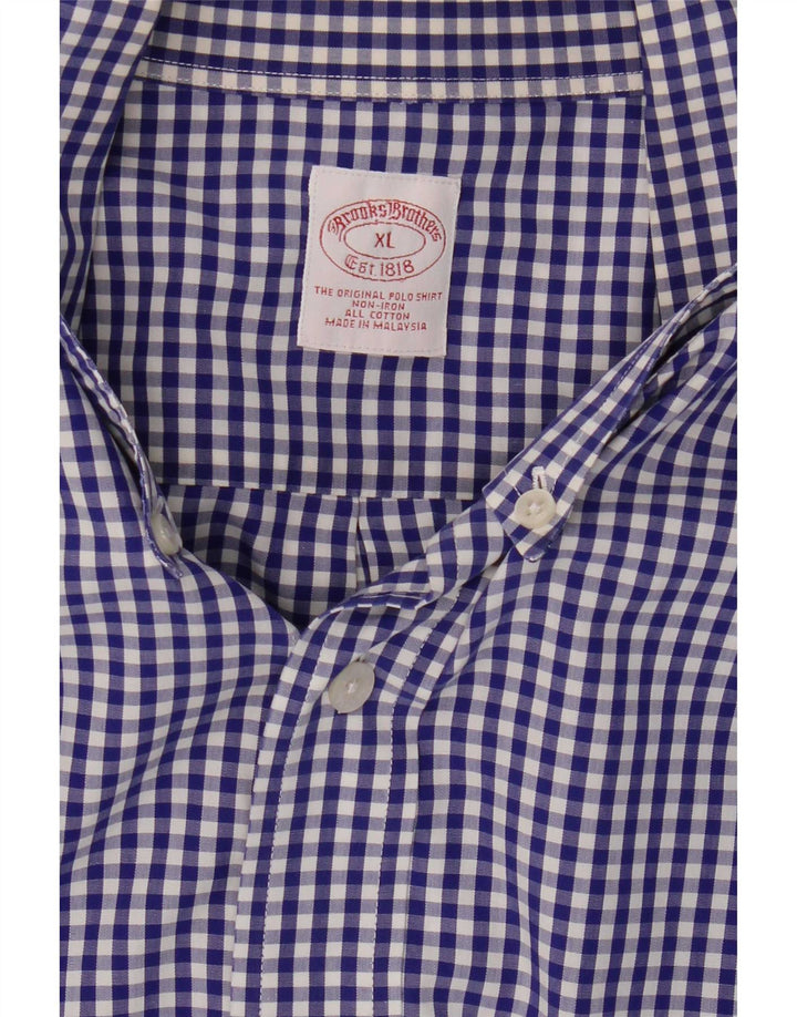 Camisa masculina Brooks Brothers XL azul algodão guingão