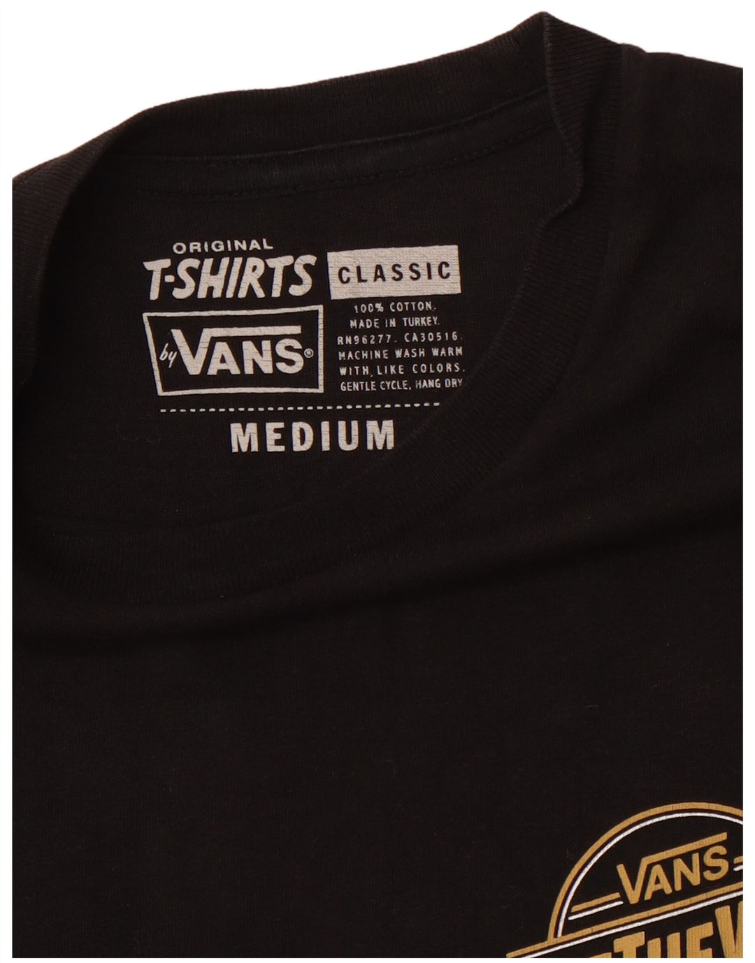 Camiseta masculina gráfica VANS Top médio algodão preto