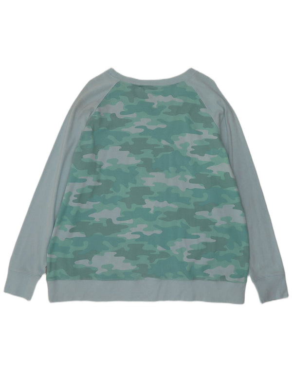Eddie Bauer moletom feminino jumper UK 20 2XL algodão camuflado azul
