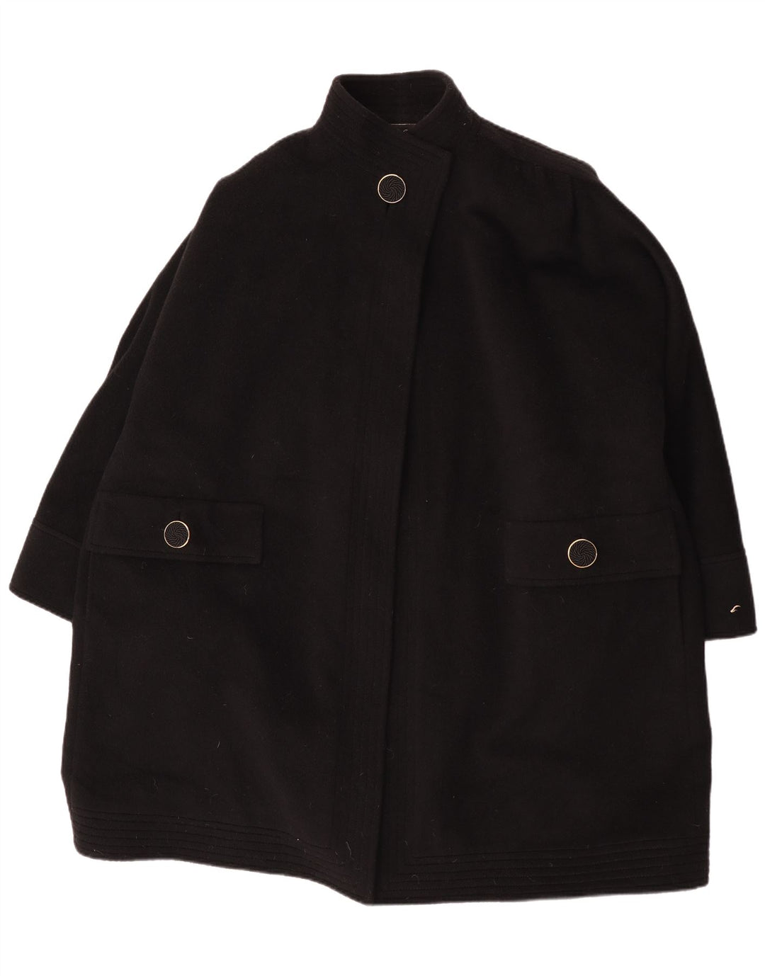 Sobretudo oversized feminino vintage UK 18 XL lã de alpaca preta