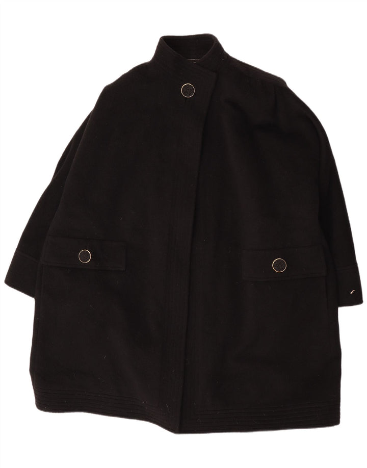 Sobretudo oversized feminino vintage UK 18 XL lã de alpaca preta
