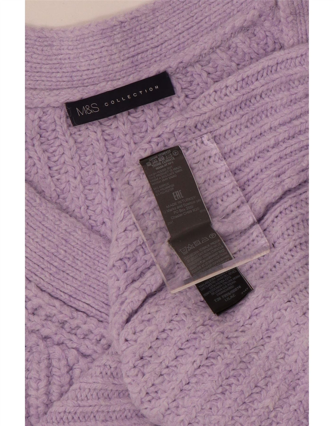 Suéter feminino Marks & Spencer grande com decote em V Reino Unido 14 médio roxo