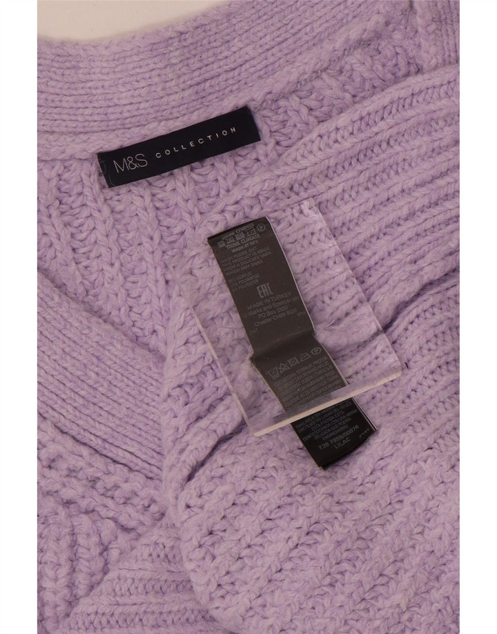 Suéter feminino Marks & Spencer grande com decote em V Reino Unido 14 médio roxo