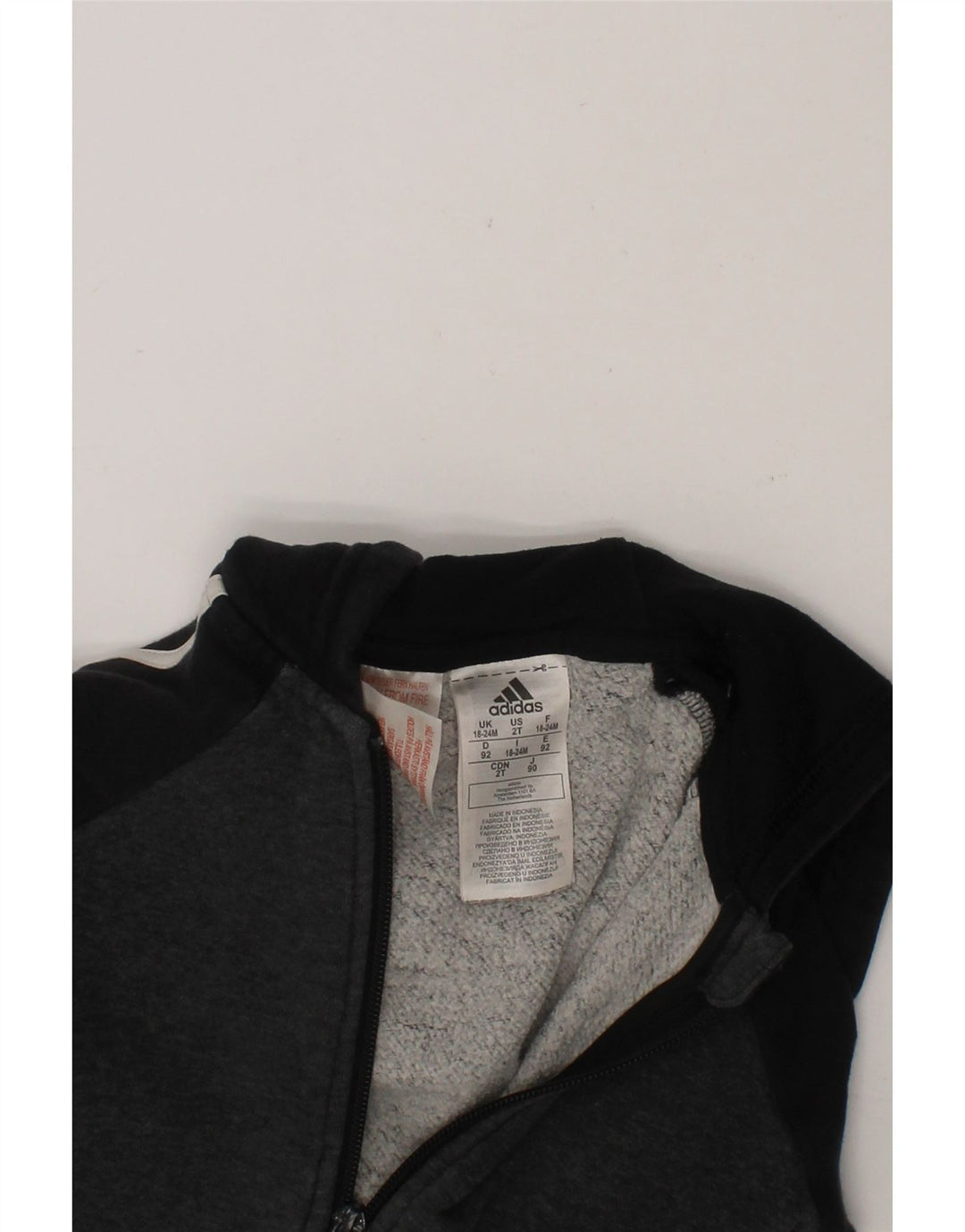 ADIDAS Baby Boys Zip Hoodie Sweater 18-24 Months Grey Colourblock Cotton Vintage Adidas and Second-Hand Adidas from Messina Hembry 