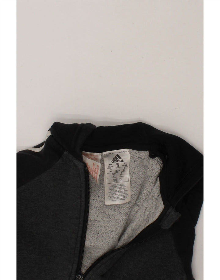ADIDAS Baby Boys Zip Hoodie Sweater 18-24 Months Grey Colourblock Cotton Vintage Adidas and Second-Hand Adidas from Messina Hembry 