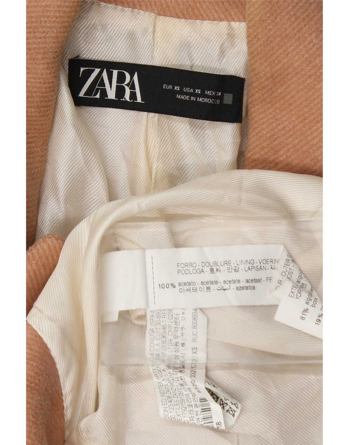 Zara Casaco feminino oversized com peito duplo Reino Unido 6 XS algodão rosa