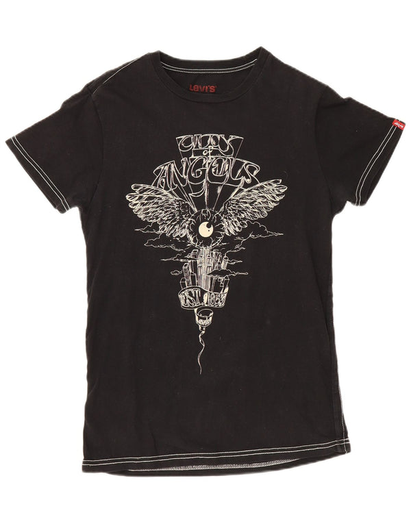 Camiseta feminina gráfica Levi's Top UK 12 algodão preto médio