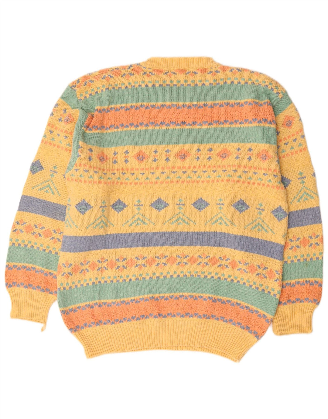 Suéter masculino Old England com gola redonda, grande lã amarela Fair Isle