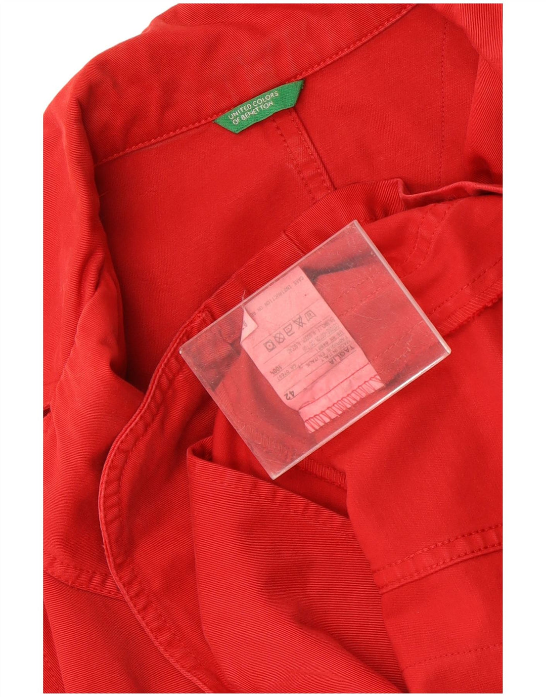 Jaqueta blazer feminina Benetton com 1 botão gráfico IT 42 algodão vermelho médio