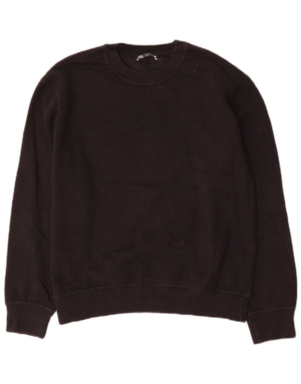 Zara moletom feminino jumper UK 14 médio algodão preto