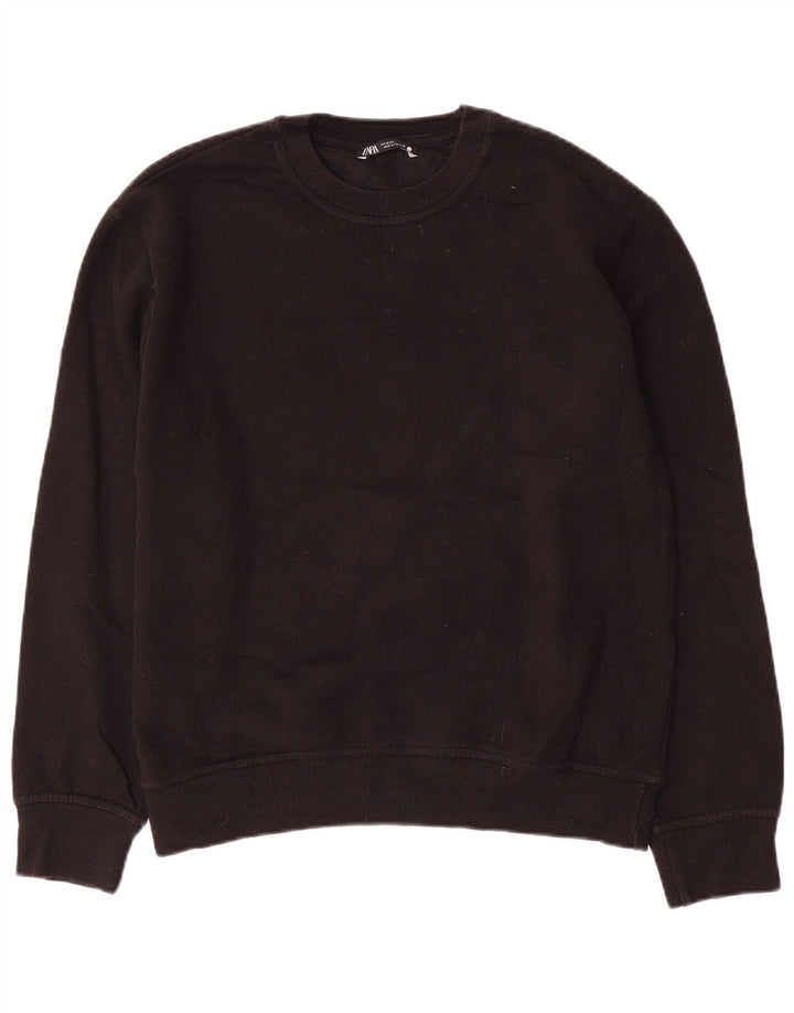 Zara moletom feminino jumper UK 14 médio algodão preto