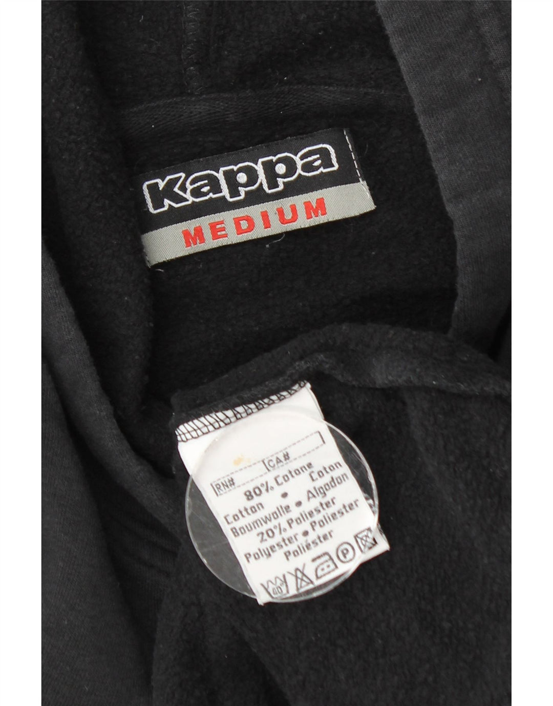 KAPPA moletom com capuz masculino médio algodão preto