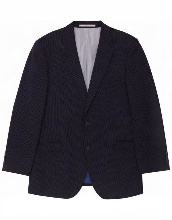 Jaqueta Blazer Masculina de 2 Botões Marks & Spencer Reino Unido 44 XL Riscas Azul Marinho