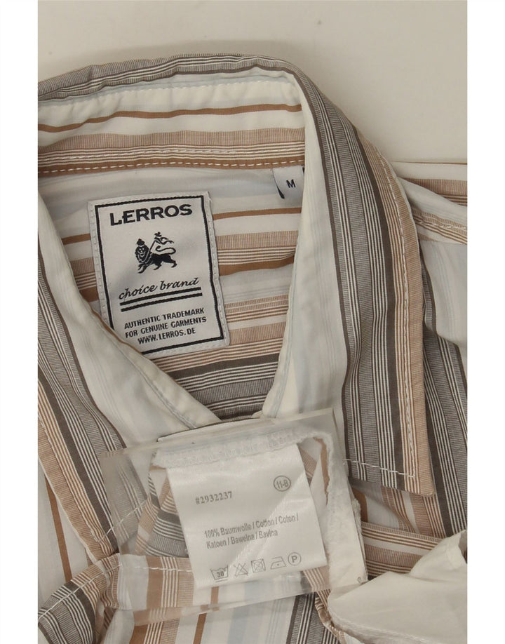 Camisa masculina de manga curta Lerros de algodão listrado multicolorido médio