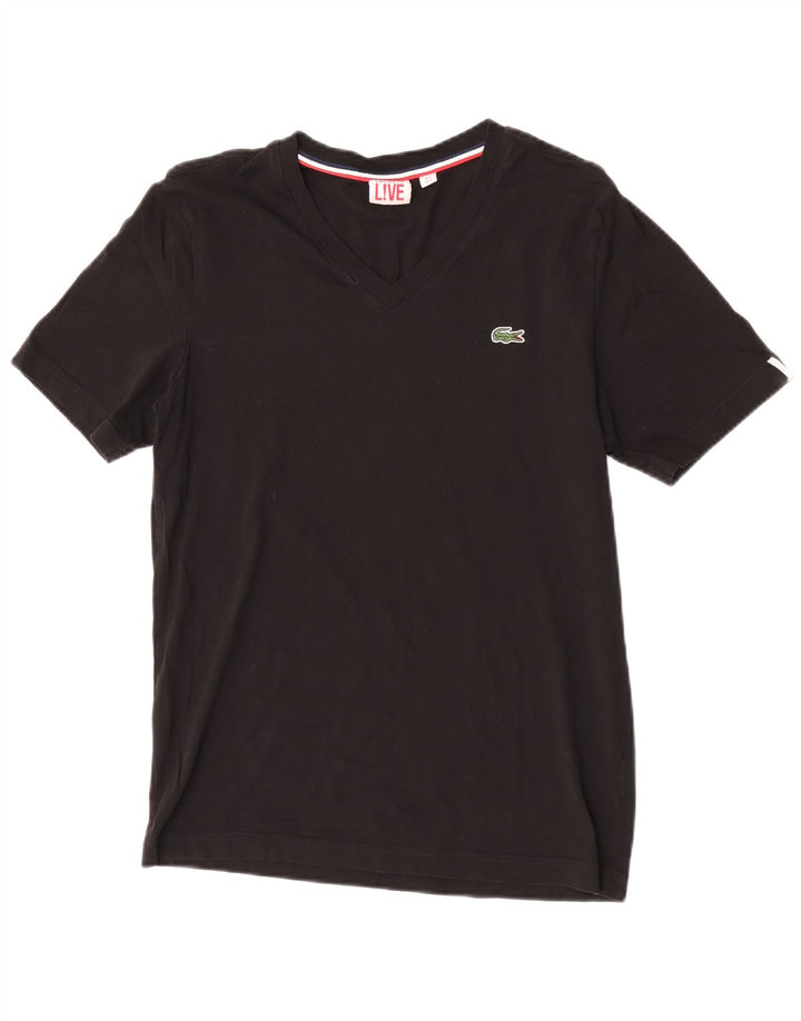 Camiseta masculina Lacoste tamanho superior 3 pequeno algodão preto