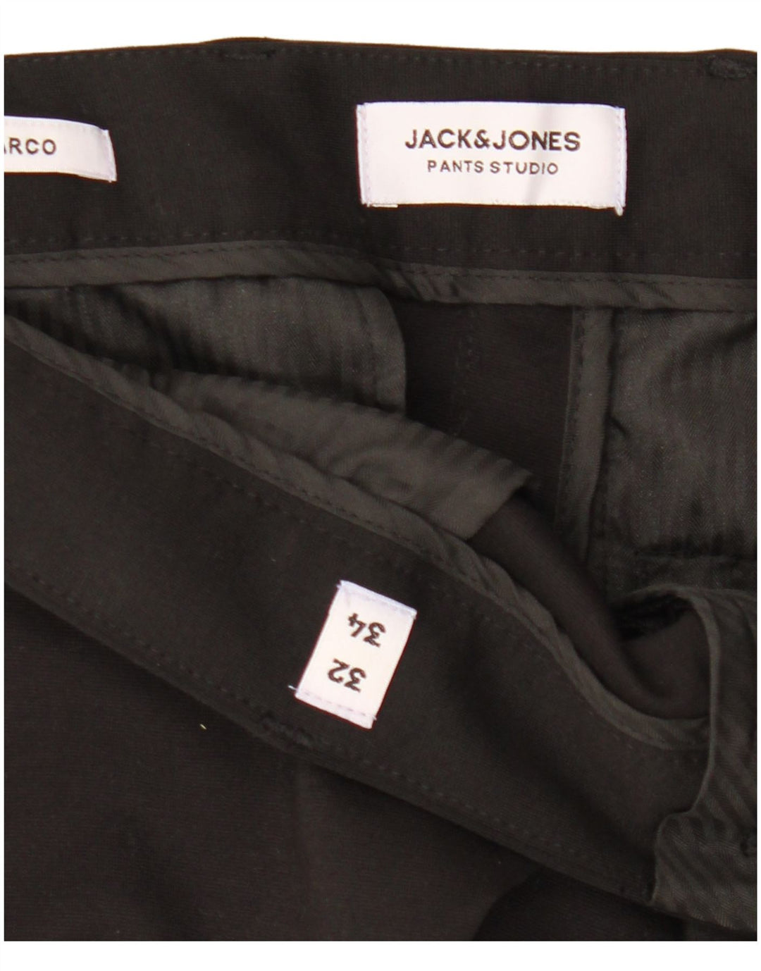 Calça masculina Jack & Jones Marco Slim Chino W32 L34 poliéster preto