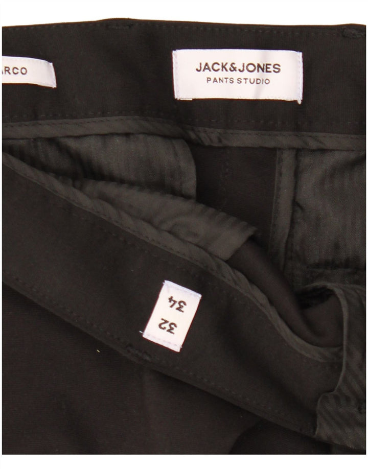 Calça masculina Jack & Jones Marco Slim Chino W32 L34 poliéster preto