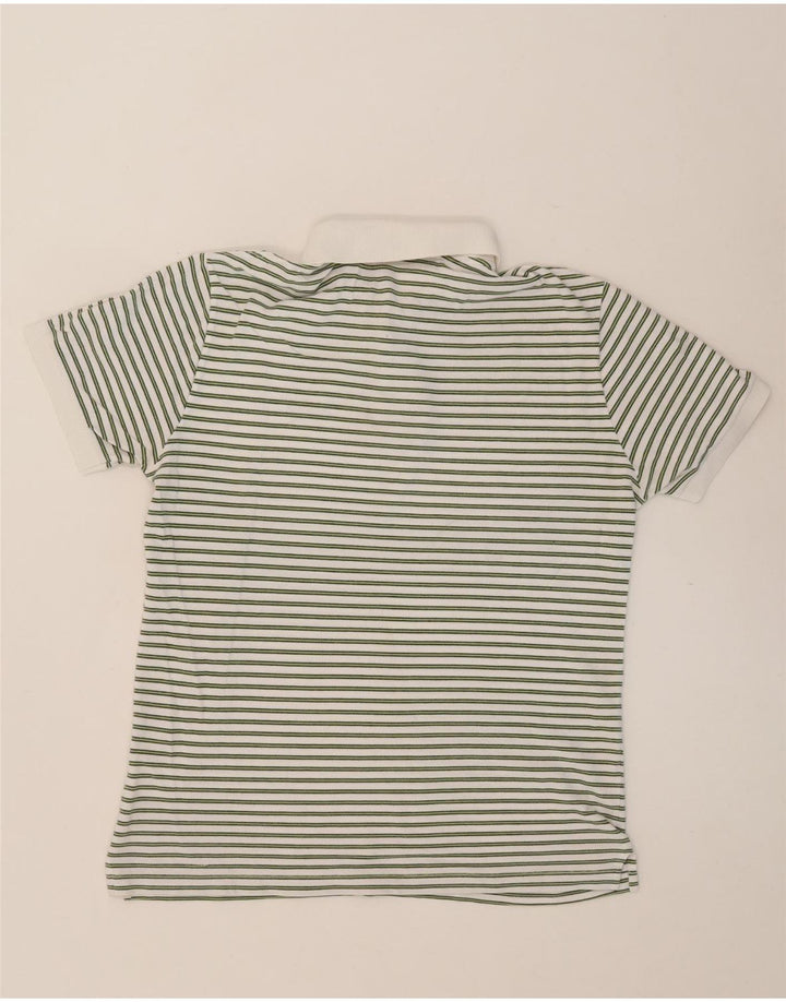 Camisa pólo masculina FRED PERRY pequena listrada branca de algodão