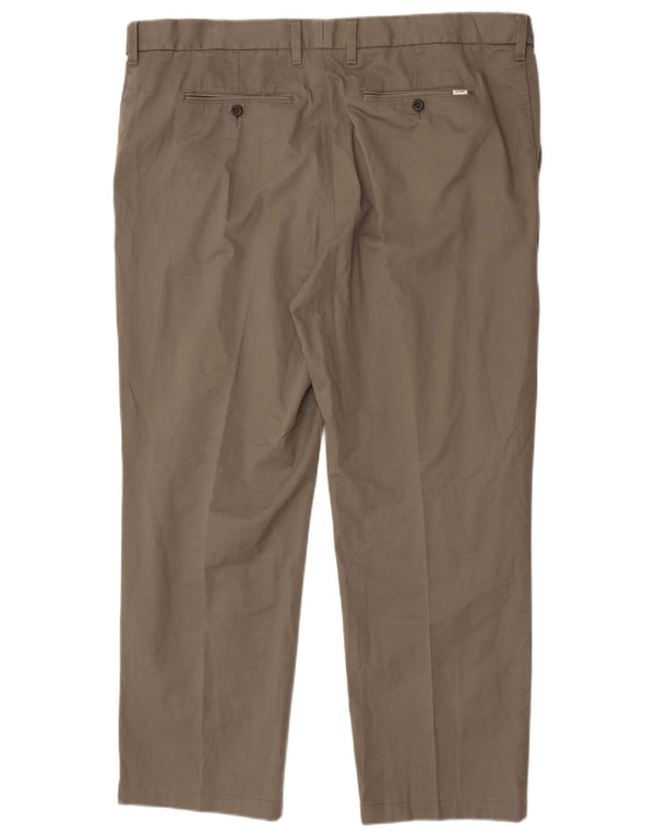 Calça chino reta masculina Marks & Spencer W44 L31 algodão cáqui